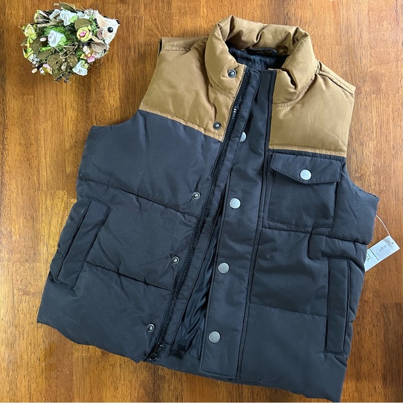 Old Navy Other - Puffer Vest | Boys Size 6-7 (S) | Brown & Soft Black Colorblock | NEW with Tags!